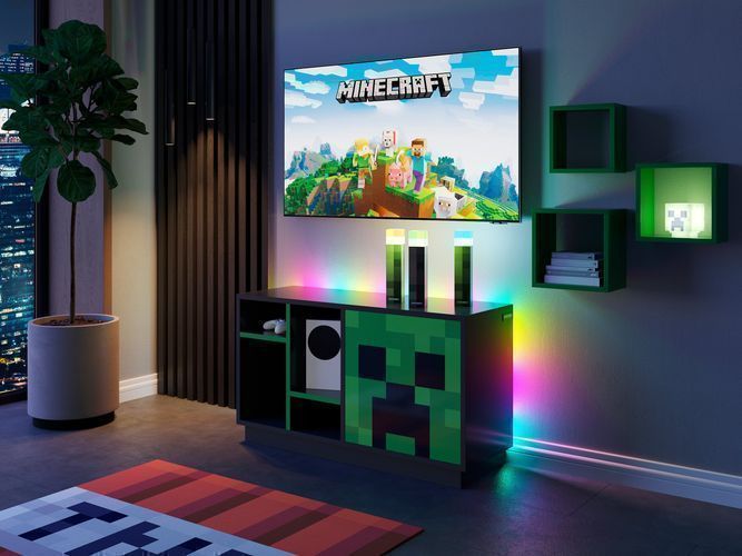 Roba 216280MC Couchtisch 'Minecraft' mit 1 Ablage - Wohnzimmertisch in Carbon-Optik - Schwarz - Produktbild 5