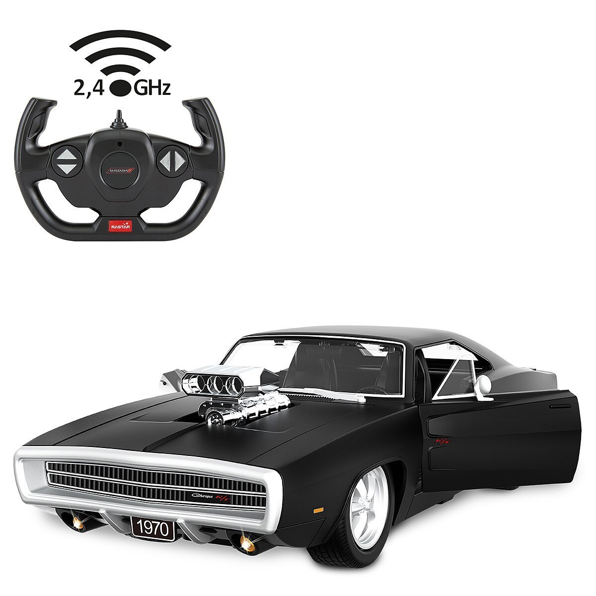 JAMARA Dodge Charger R/T 1970 1:16 schwarz 2,4GHz Tür manuell ab 6 Jahren