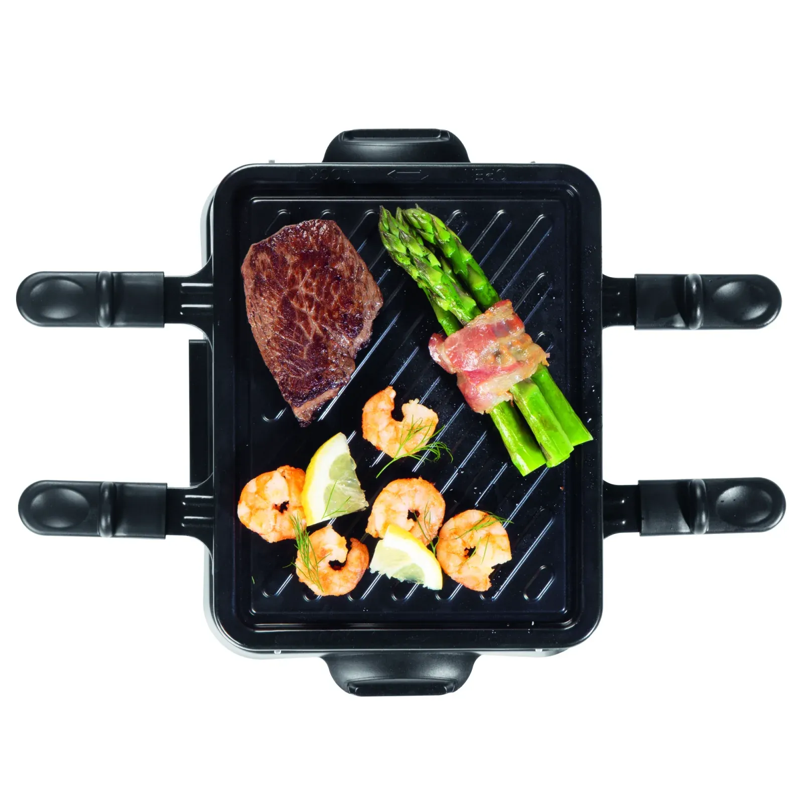 CUISINE EDITION Raclette-Grill für 4 Personen – Tischgrill mit Antihaftbeschichtung in Schwarz