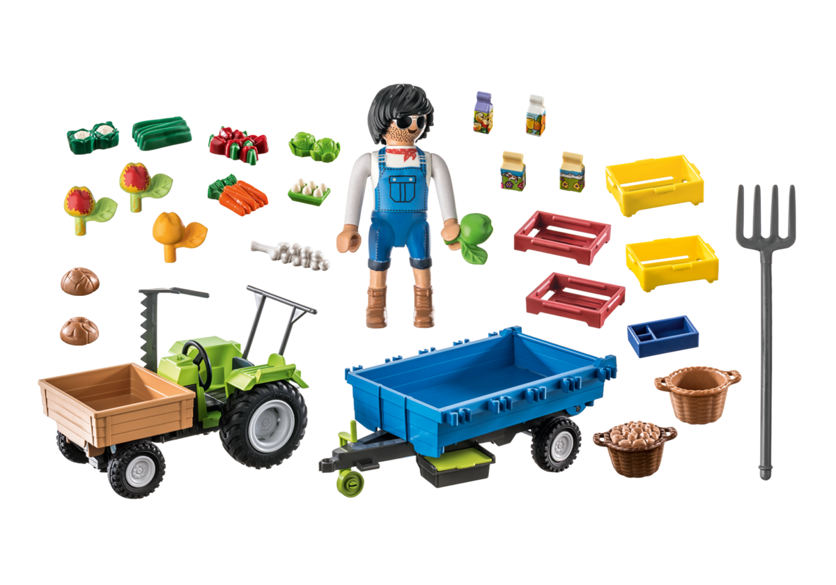 PLAYMOBIL 71249 Traktor mit Hänger Besteck, Maschine, Rad, Spielzeug, Person