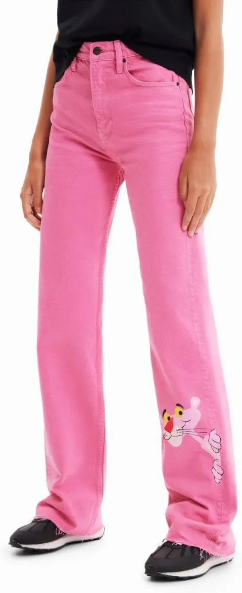 Desigual Damen Jeans - Pink, mit „Pink Panther“-Stickerei 22WWDD293056 GR. 38