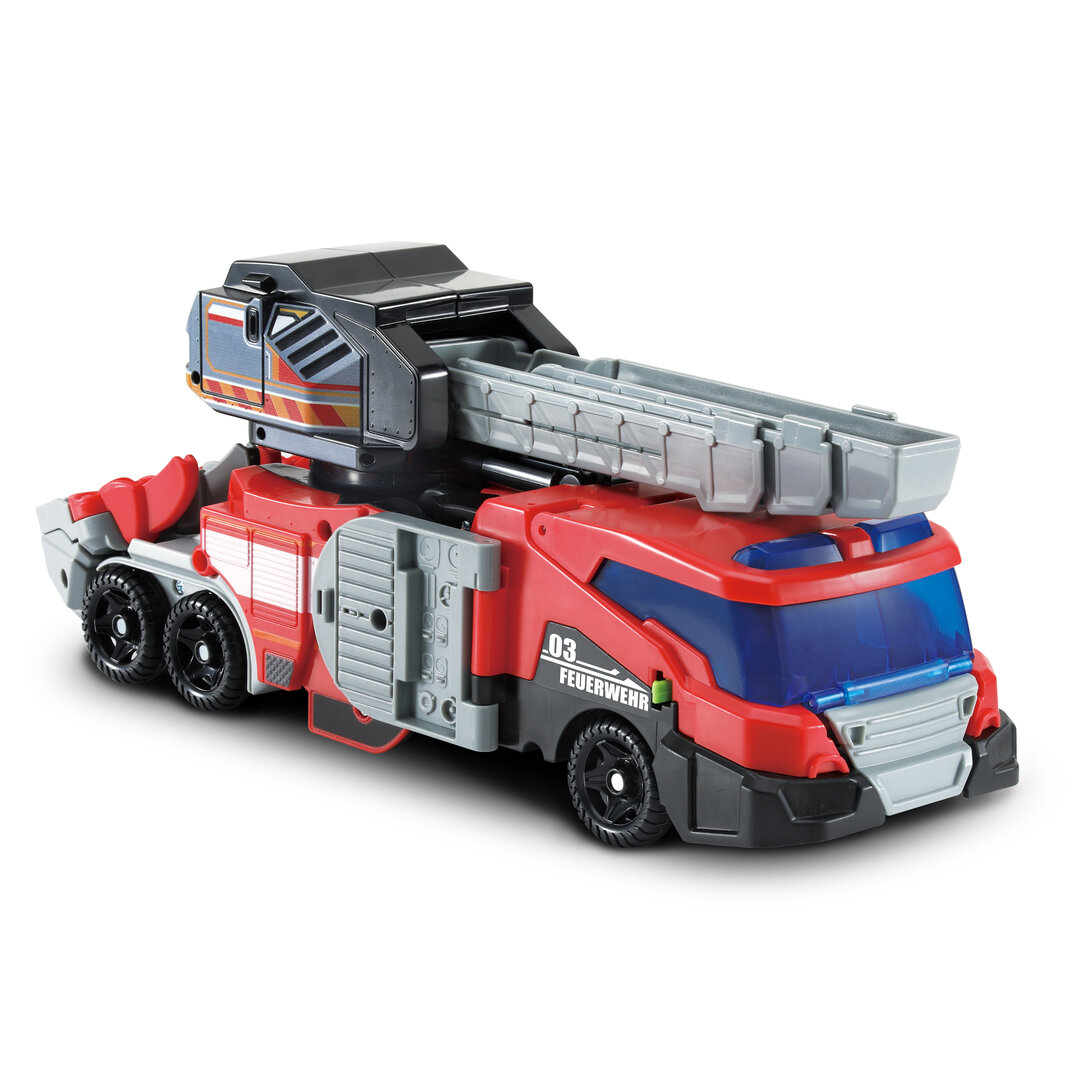 VTech Switch & Go Dinos 3-in-1 Super-T-Rex, ab 3 Jahren VTech Switch & Go Dinos 3-in-1 Super-T-Rex aus Kunststoff ~30 × 53 cm, transformiert zu Dino, Polizei-Auto & Helikopter mit über 30 Sound-Sätzen, LED-Effekten, Lautstärkeregler & kindersicher, 3 8 J., Maschine, Rad