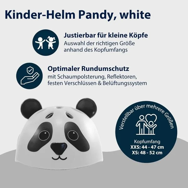 Kinderhelm Pandy, schwarz-weiß, Gr. 44-47