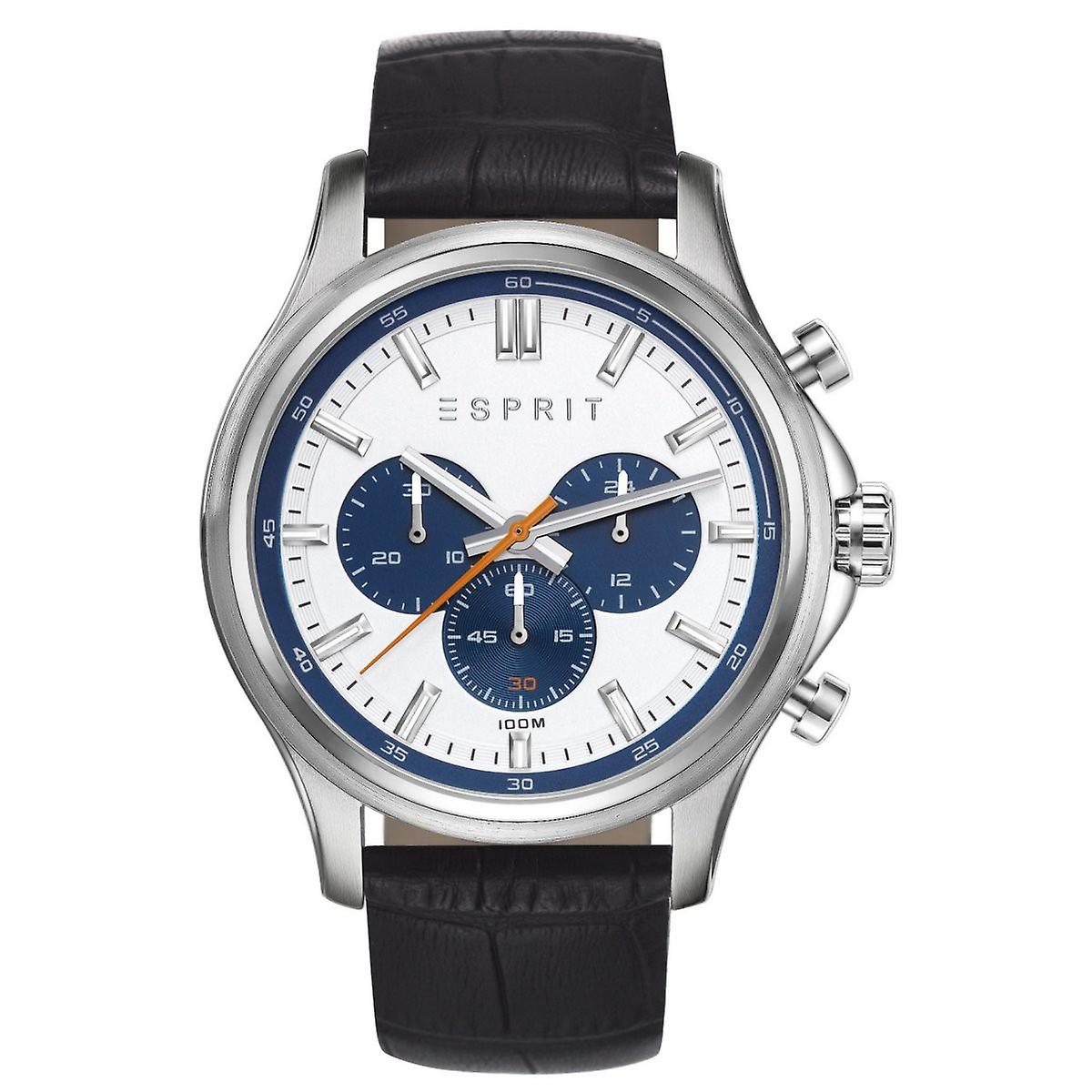 ESPRIT Herrenarmbanduhr Mathias Chronograph Edelstahl, Silber, Leder ESPRIT Herrenarmbanduhr Mathias Chronograph Edelstahl, Silber, Leder Armbanduhr, Arm, Körperteil, Person