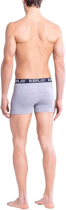 REPLAY Herren Boxershorts I101005GI - Grau/Indigo, 2er Pack mit Logo-Bund GR. L REPLAY Herren Boxershorts I101005GI - Grau/Indigo, 2er Pack mit Logo-Bund GR. L
