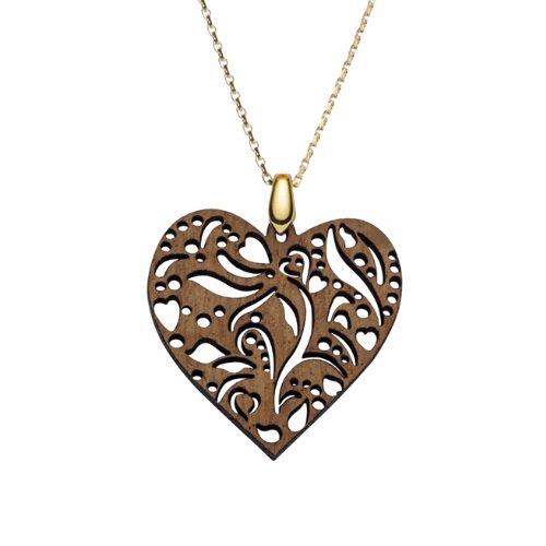 WAIDZEIT K12W Damenkette Herz Gold Walnuss WAIDZEIT K12W Damenkette Herz Gold Walnuss