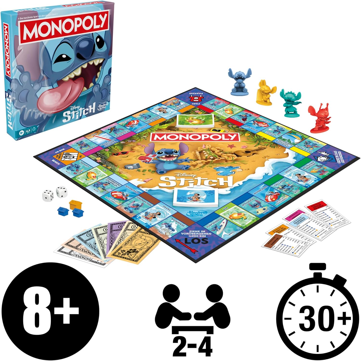 Monopoly Disney Stitch Edition Brettspiel (Deutsch) Monopoly Disney Stitch Edition Brettspiel in deutscher Sprache mit Spielfiguren und thematischem Spielplan