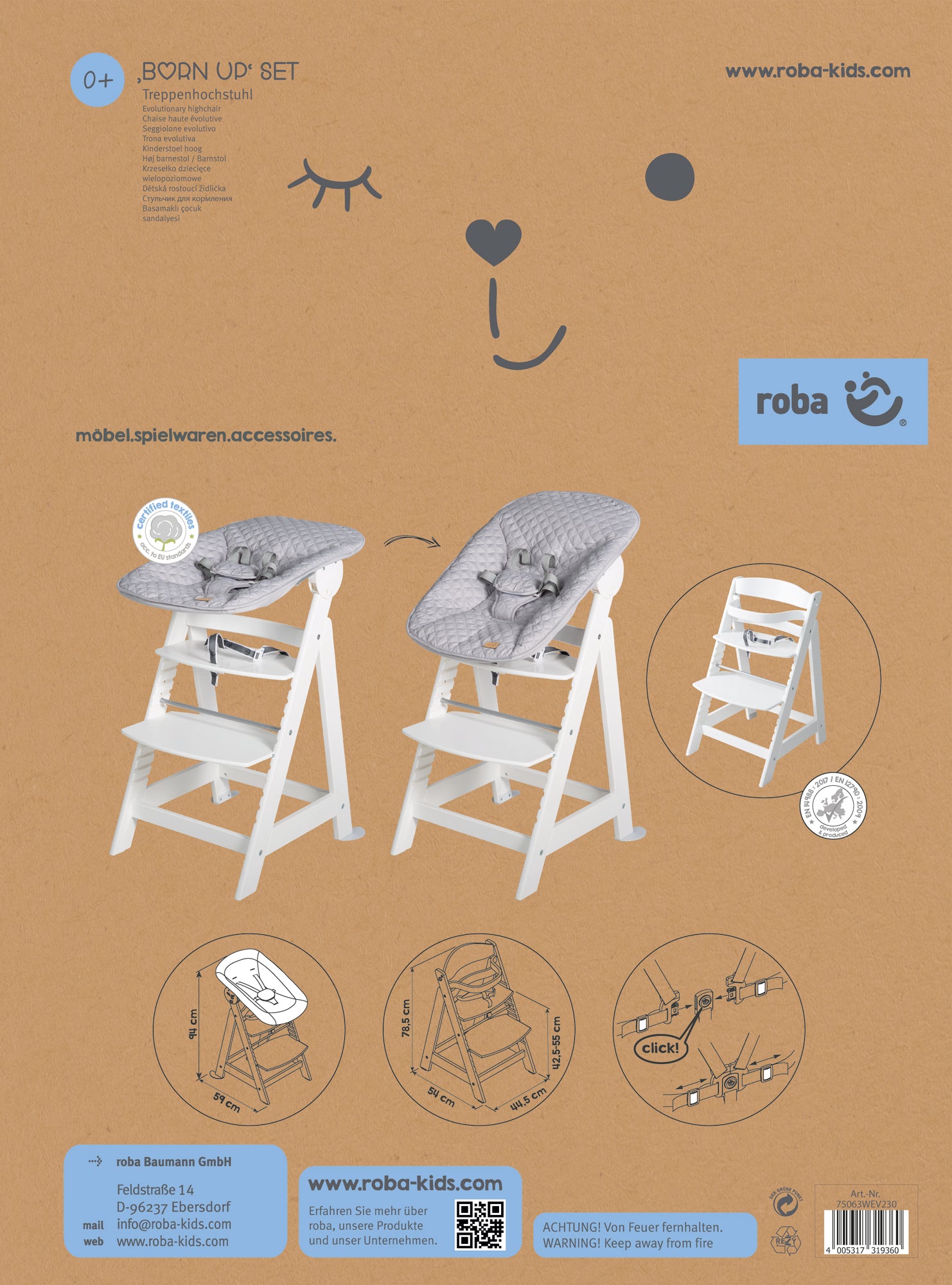 Roba 75063WEV230 Treppenhochstuhl, Set 2in1 grau weiß - Produktbild 17