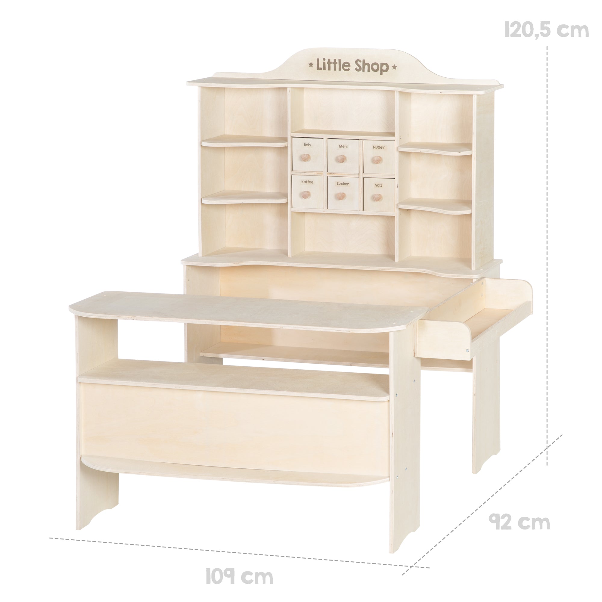Roba 9286ZU Kaufland Holz natur + Zubehör natur lackiert – Rollenspiel - Bild 4 Roba 9286ZU Kaufland Holz natur + Zubehör natur lackiert – Rollenspiel - Produktbild 4