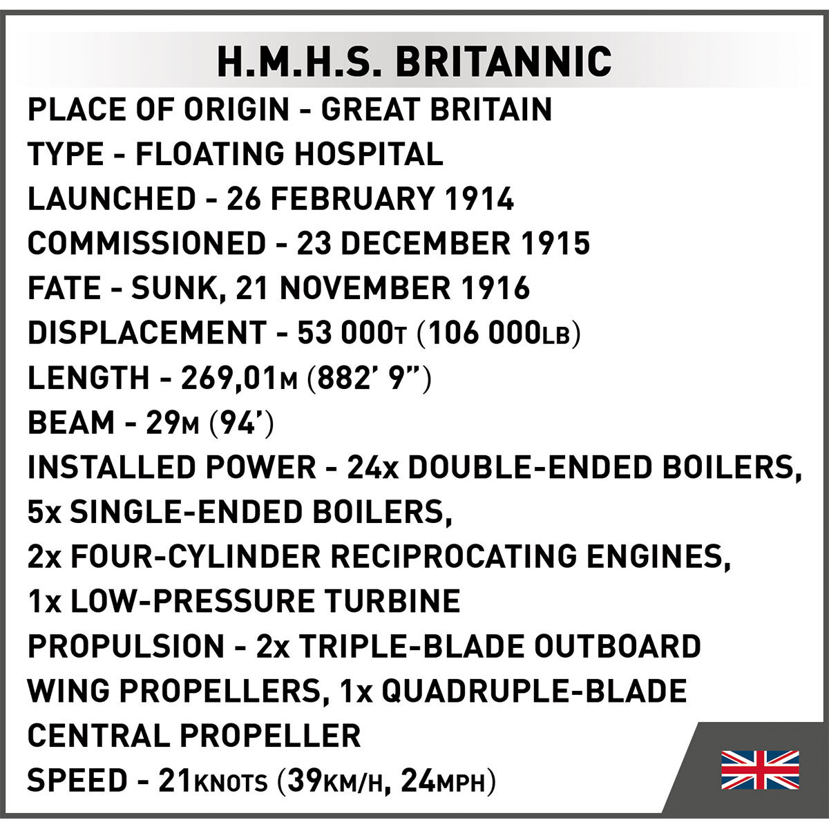 COBI 1681 - H.M.H.S. Britannic - Bild 11 COBI 1681 - H.M.H.S. Britannic - Bild 11