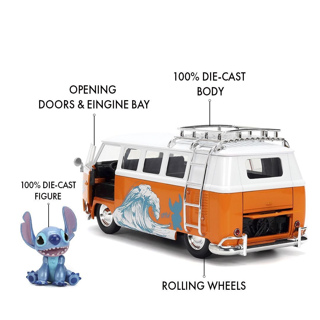 Stitch 1961 VW Bus 1:24 - SIMBA - SIMBA 9336340314R00 Produktfoto - SIMBA - Stitch 1961 VW Bus 1:24 - Modell SIMBA 9336340314R00 Produktbild fuer Online-Shop