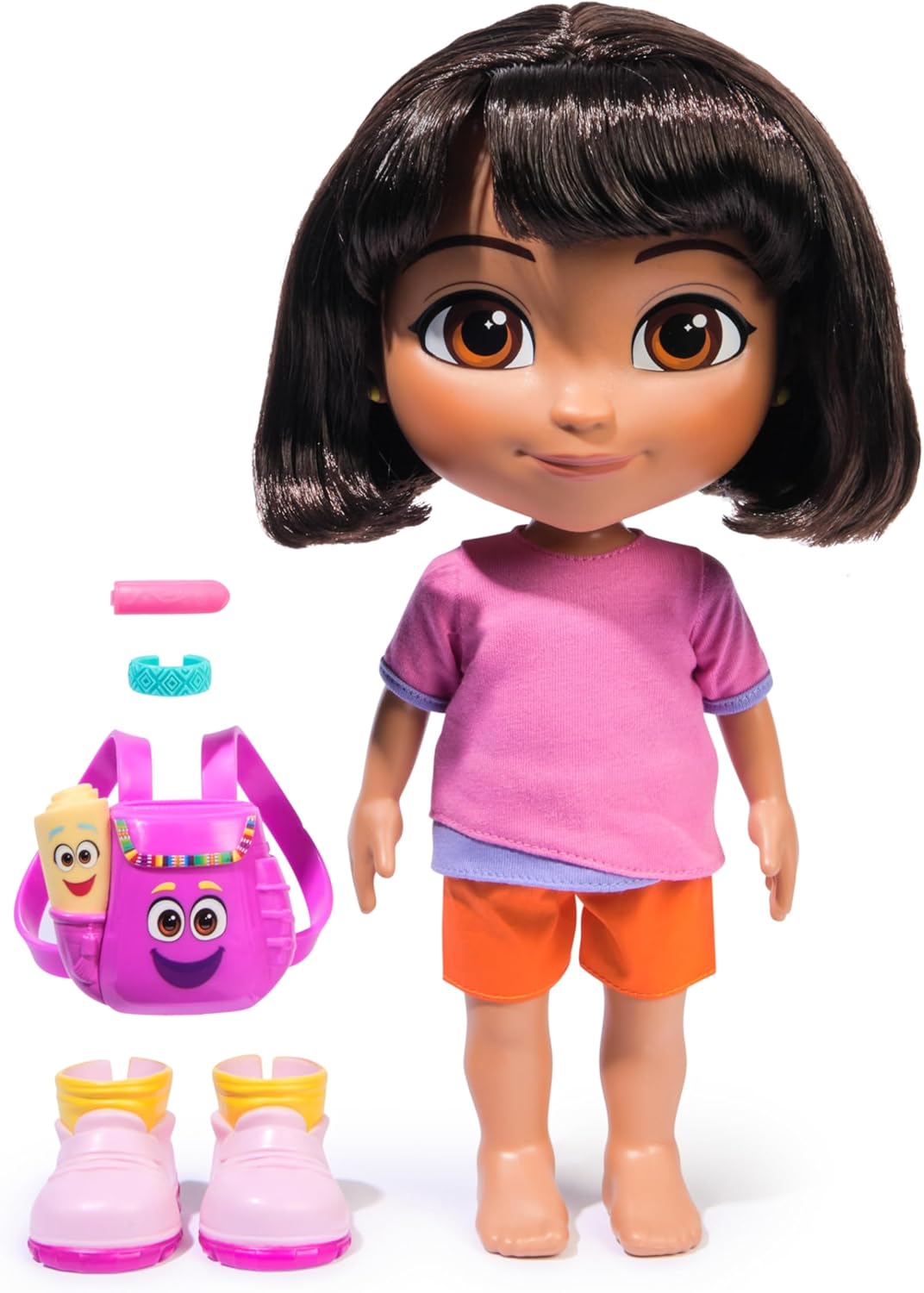 Dora the Explorer Best Friend Puppe von Spin Master Dora the Explorer Best Friend Puppe Weiche Stoffpuppe mit braunen Haaren, rosa Oberteil und orangefarbener Hose