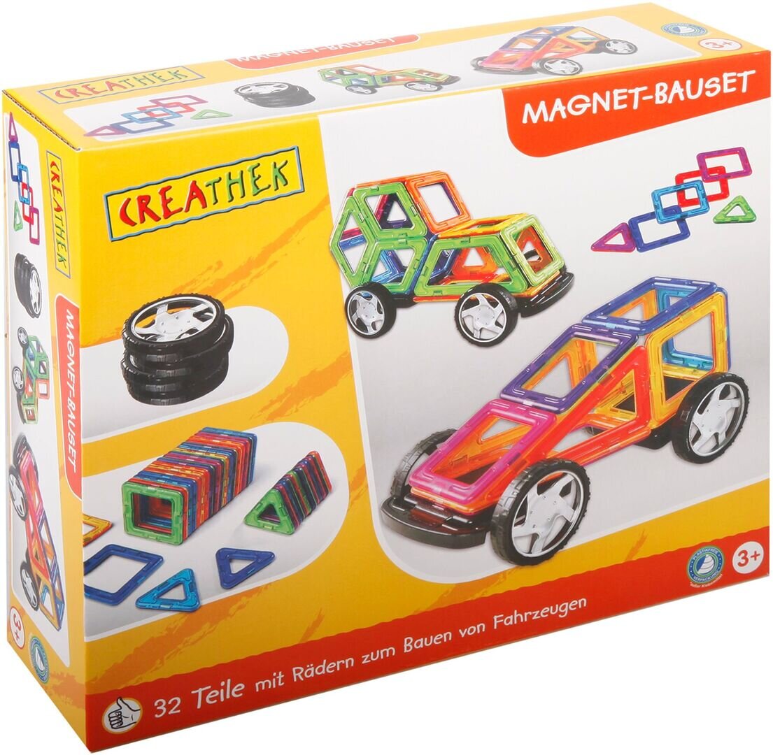 Creathek Magnet-Bauset mit Rädern, 32 Teile Maschine, Sprach, Rad, Leichtmetallrad, Spielzeug, Maschine, Sprach, Rad, Leichtmetallrad, Spielzeug, Maschine, Sprach, Rad, Leichtmetallrad, Spielzeug