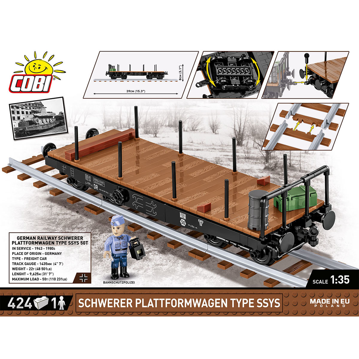 COBI 6284 - GERMAN RAILW. SCHW. PLATTW. SCALE 1:35 - Bild 4 COBI 6284 - GERMAN RAILW. SCHW. PLATTW. SCALE 1:35 - Bild 4