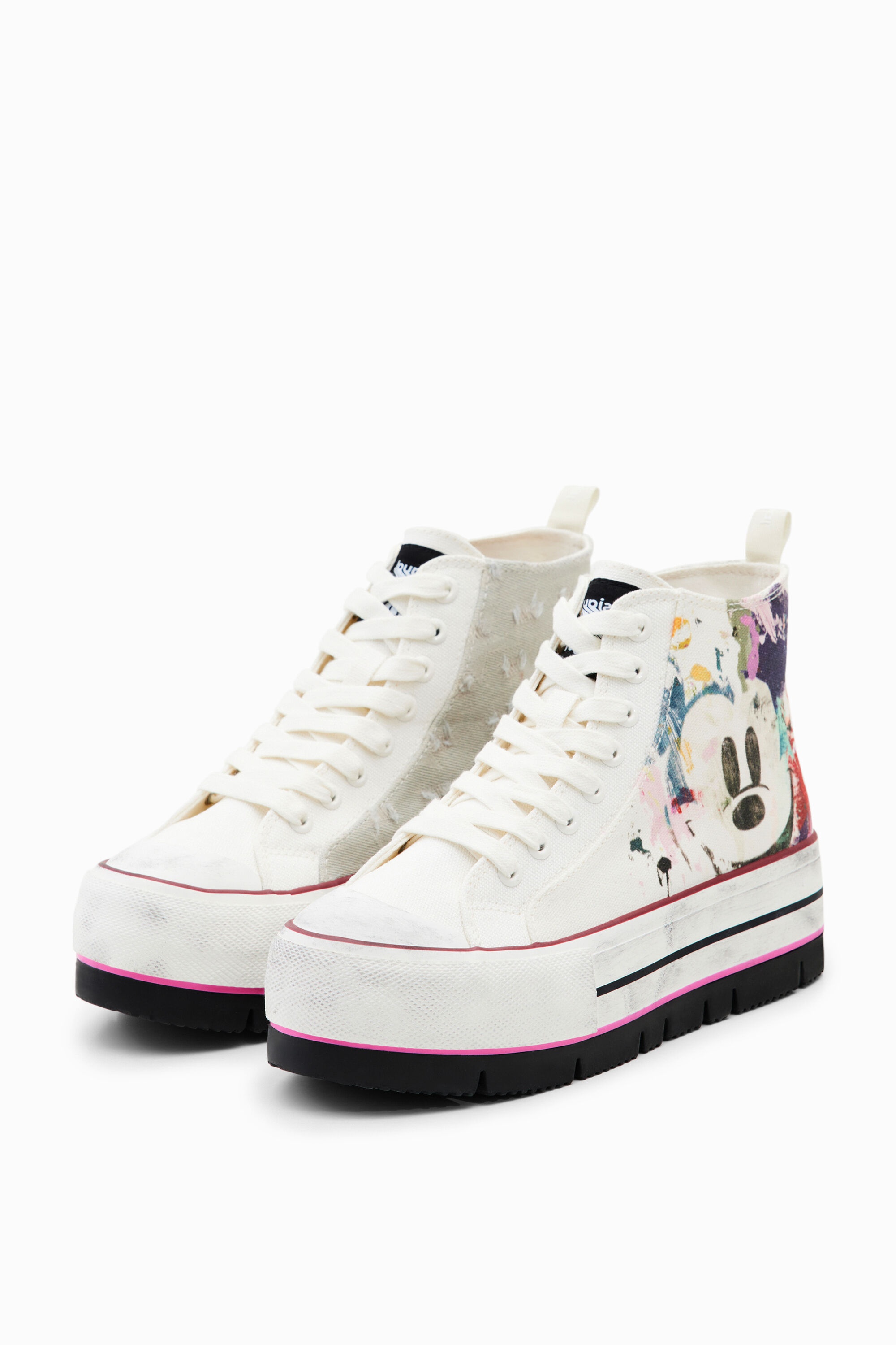 Desigual Damen Sneaker - Weiße Plateau-Schuhe mit Mickey-Motiv 23SSKA461000 GR. 41