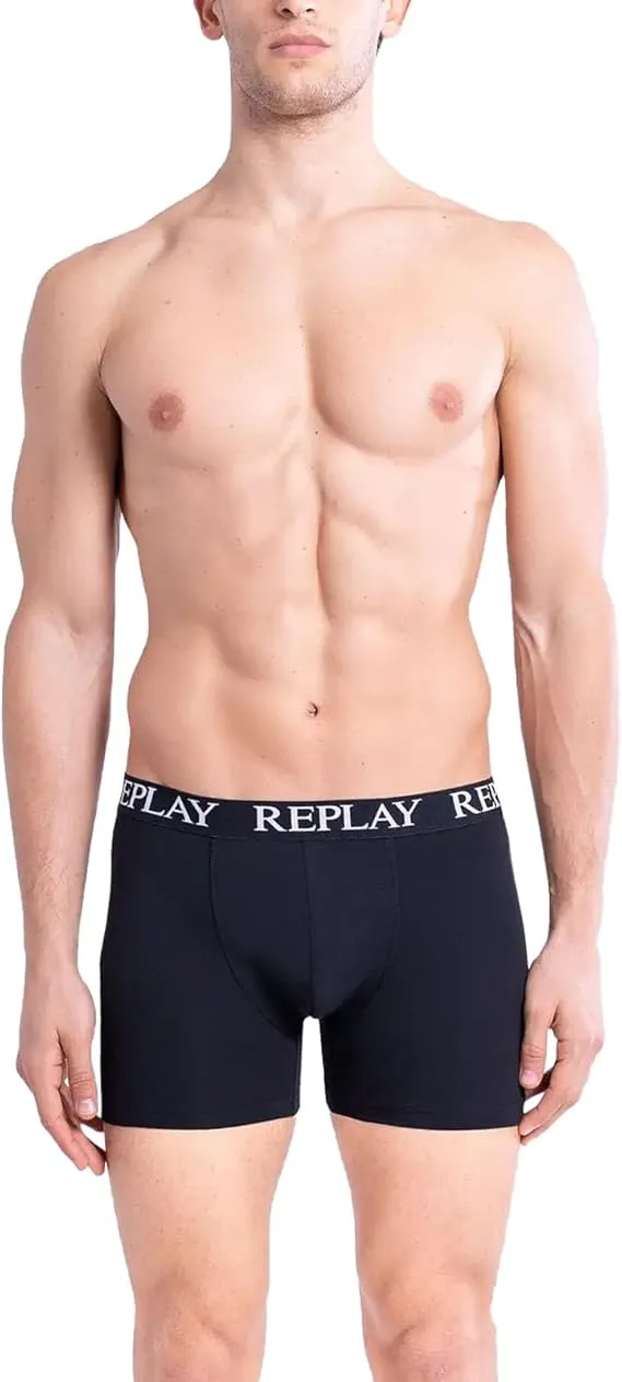 REPLAY Herren Boxershorts I101102BK - Schwarz, 3er Pack mit Logo-Bund GR. L REPLAY Herren Boxershorts I101102BK - Schwarz, 3er Pack mit Logo-Bund GR. L