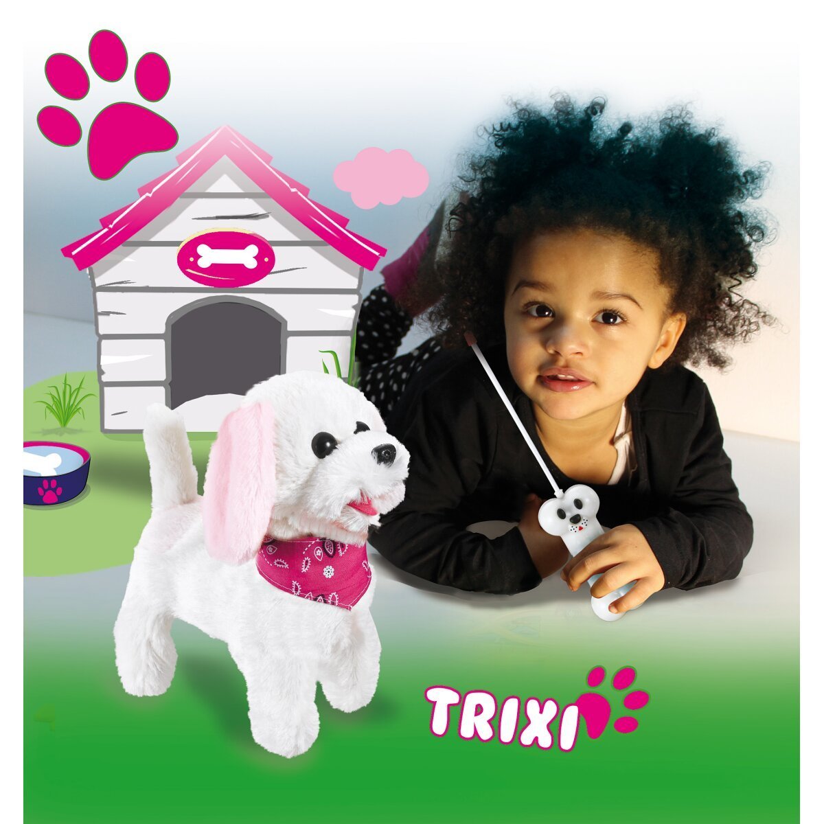 JAMARA Trixi RC Plüschhund Weiss/Rosa 27MHz ab 3 Jahren