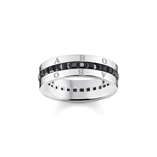 Thomas, Sabo, Ring, Bandring, Mit, Schwarzen, Steinen, Pave, Silber, Gr., 60, Zubehor, Schmuck, Ring, Platin, Silber
