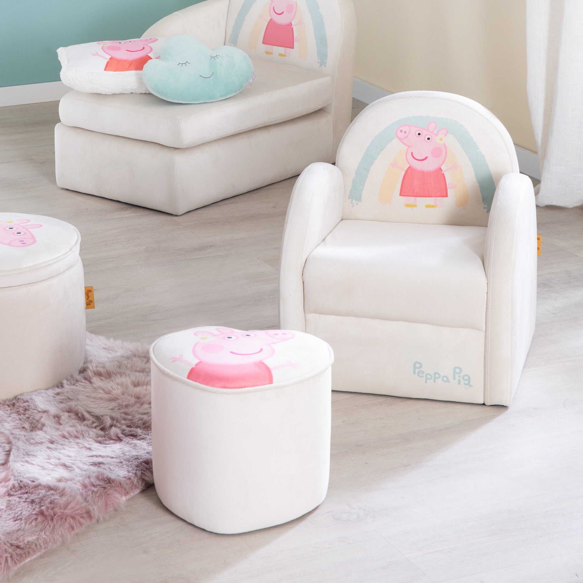 Roba 450135PP1 Kinderhocker in Herzform Peppa Pig beige – Spielmöbel - Bild 7 Roba 450135PP1 Kinderhocker in Herzform Peppa Pig beige – Spielmöbel - Produktbild 7