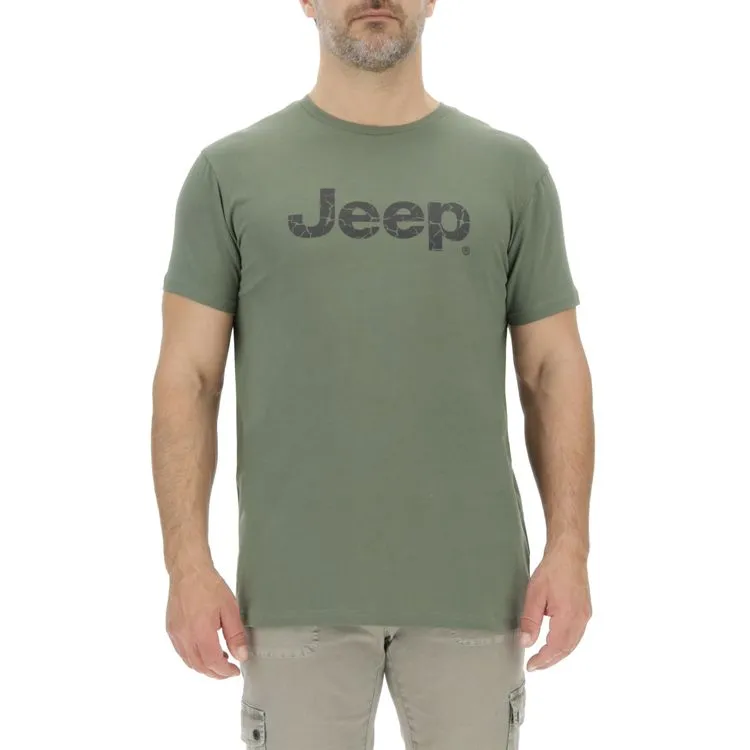 JEEP Herren T-Shirt O103354GN - Grün mit großem Logo-Print JEEP Herren T-Shirt O103354GN - Grün mit großem Logo-Print