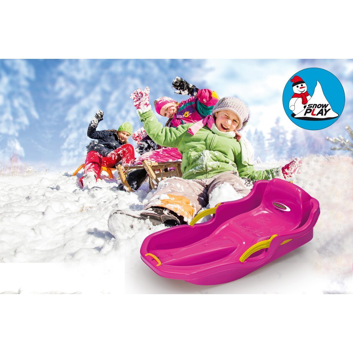 JAMARA Snow Play Bob Comfort 80 cm pink mit Bremse ab 3 Jahren