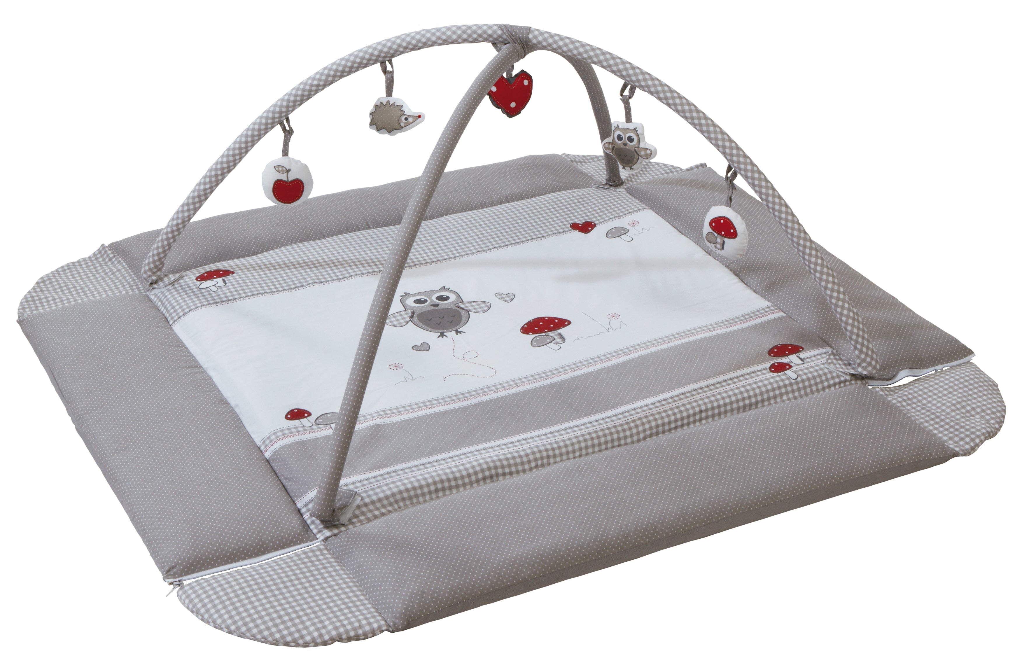 Roba 75001S148 Baby Nest mit Spielbogen Adam & Eule grau – Babynester - Bild 1 Roba 75001S148 Baby Nest mit Spielbogen Adam & Eule grau – Babynester - grau - Babynester - Produktbild 1