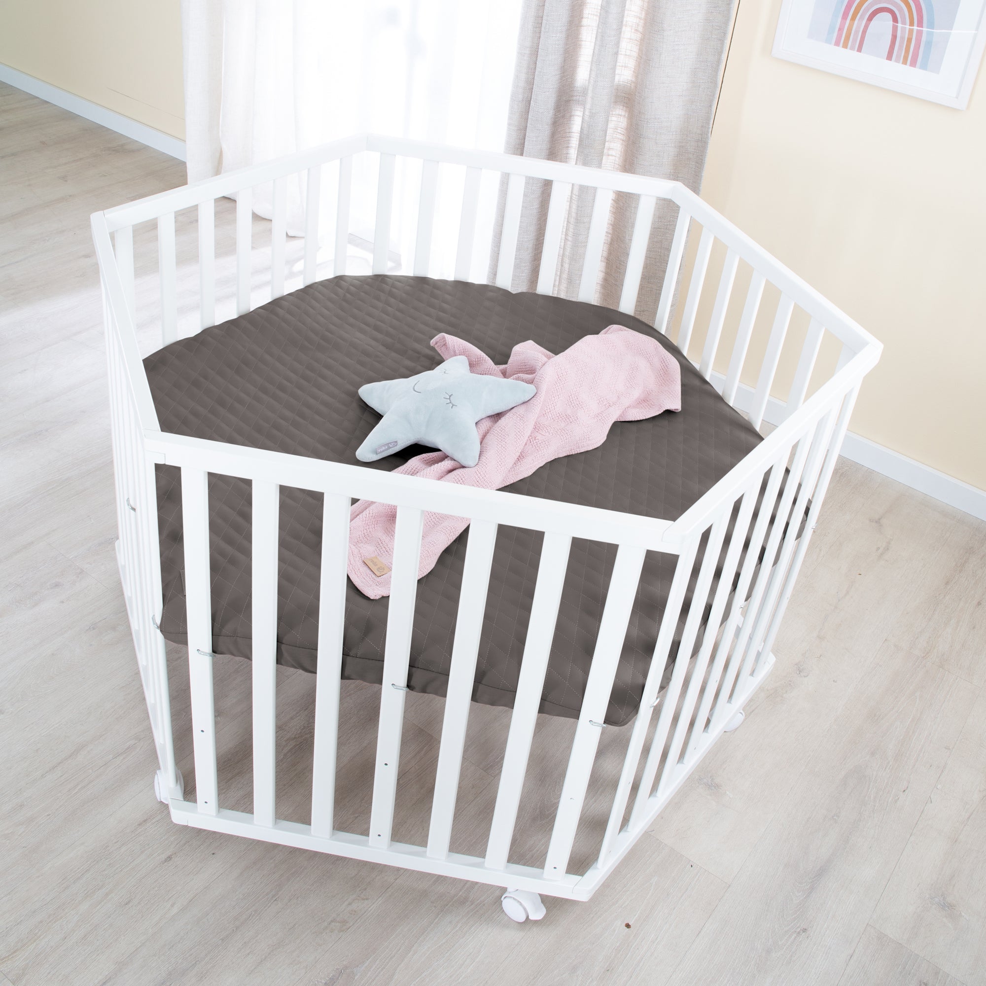 Roba 0232WEL250 Laufgitter 6-eckig Graphite gesteppt weiß - Produktbild 3