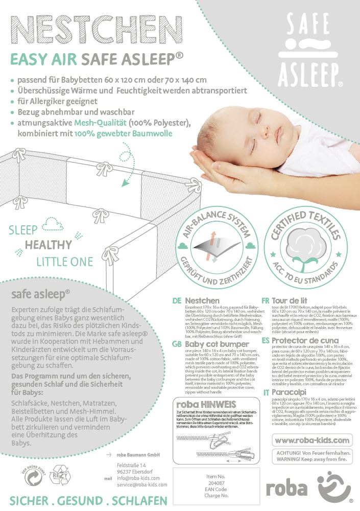 Roba 204087V210 Nestchen Easy Air Miffy grau – Bettenzubehör - Bild 7 Roba 204087V210 Nestchen Easy Air Miffy grau – Bettenzubehör - Produktbild 7