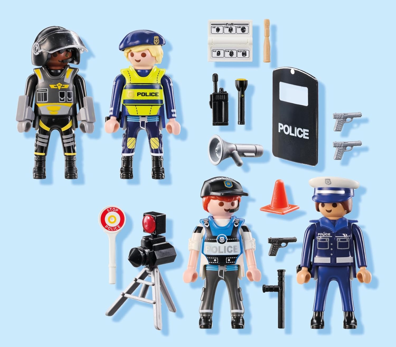 PLAYMOBIL 71730 - Action Heroes: Figurenset Polizei Helme, Stativ, Spielzeug, Person