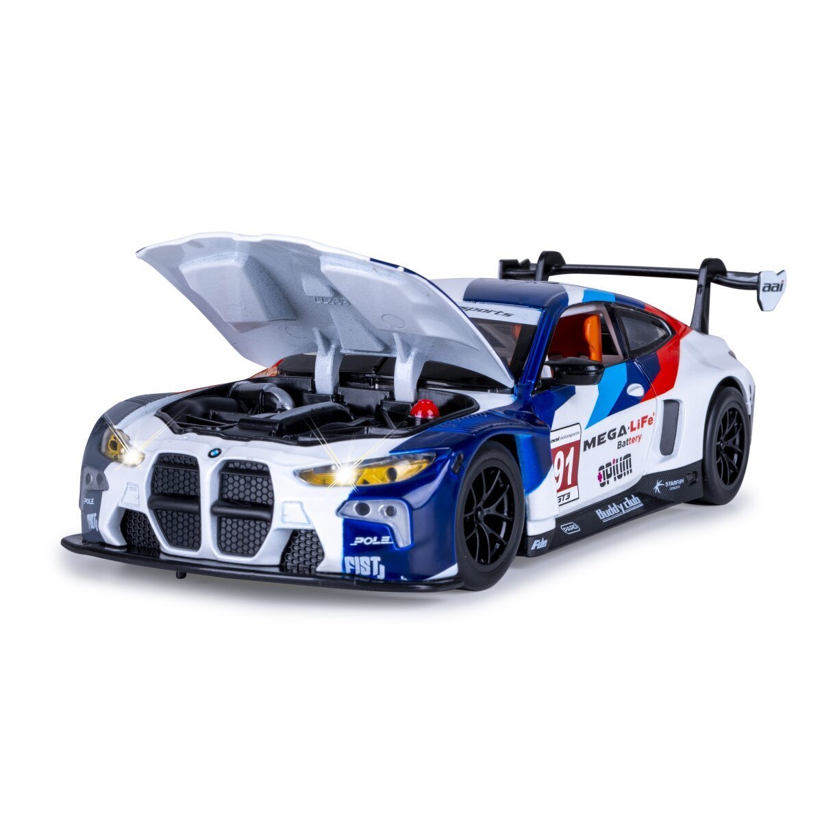 JAMARA BMW M4 GT3 Diecast 1:24 weiß inkl. Knopfzellen ab 3 Jahren