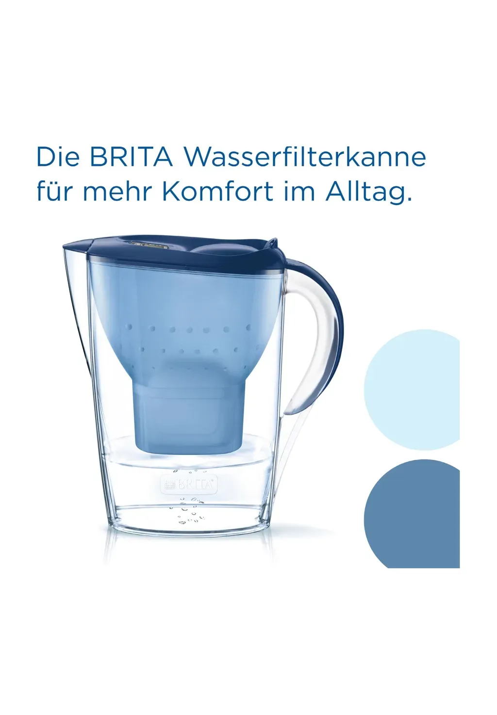 BRITA Marella - Wasserfilter-Kanne 2,4 l, Blau, inkl. 3 MAXTRA PRO Kartuschen