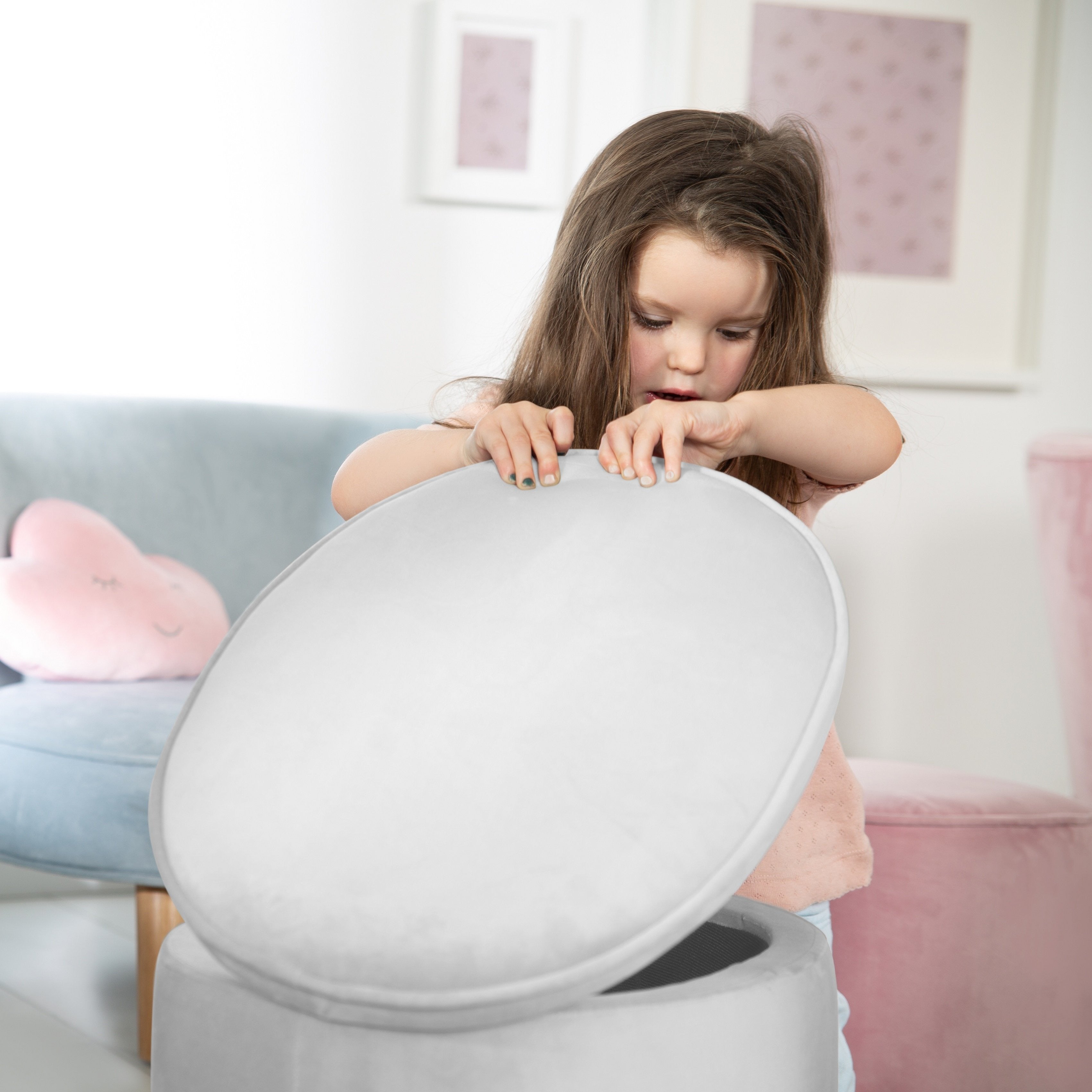 Roba 450140GA Kinderhocker oval mit Aufbewahrung grau – Spielmöbel - Bild 2 Roba 450140GA Kinderhocker oval mit Aufbewahrung grau – Spielmöbel - Produktbild 2