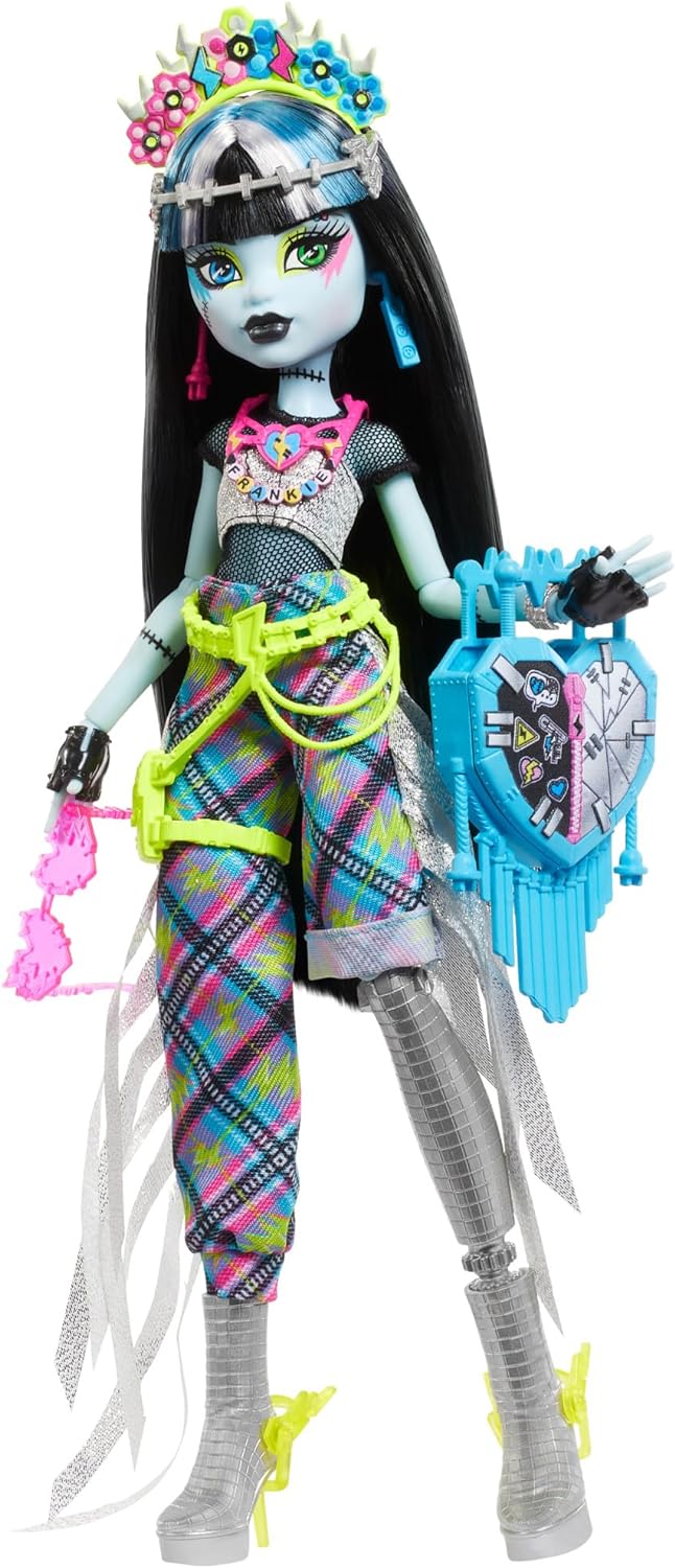 Monster High Monster Fest Frankie Doll HXH79 Puppe, Spielzeug, Gesicht, Kopf, Person
