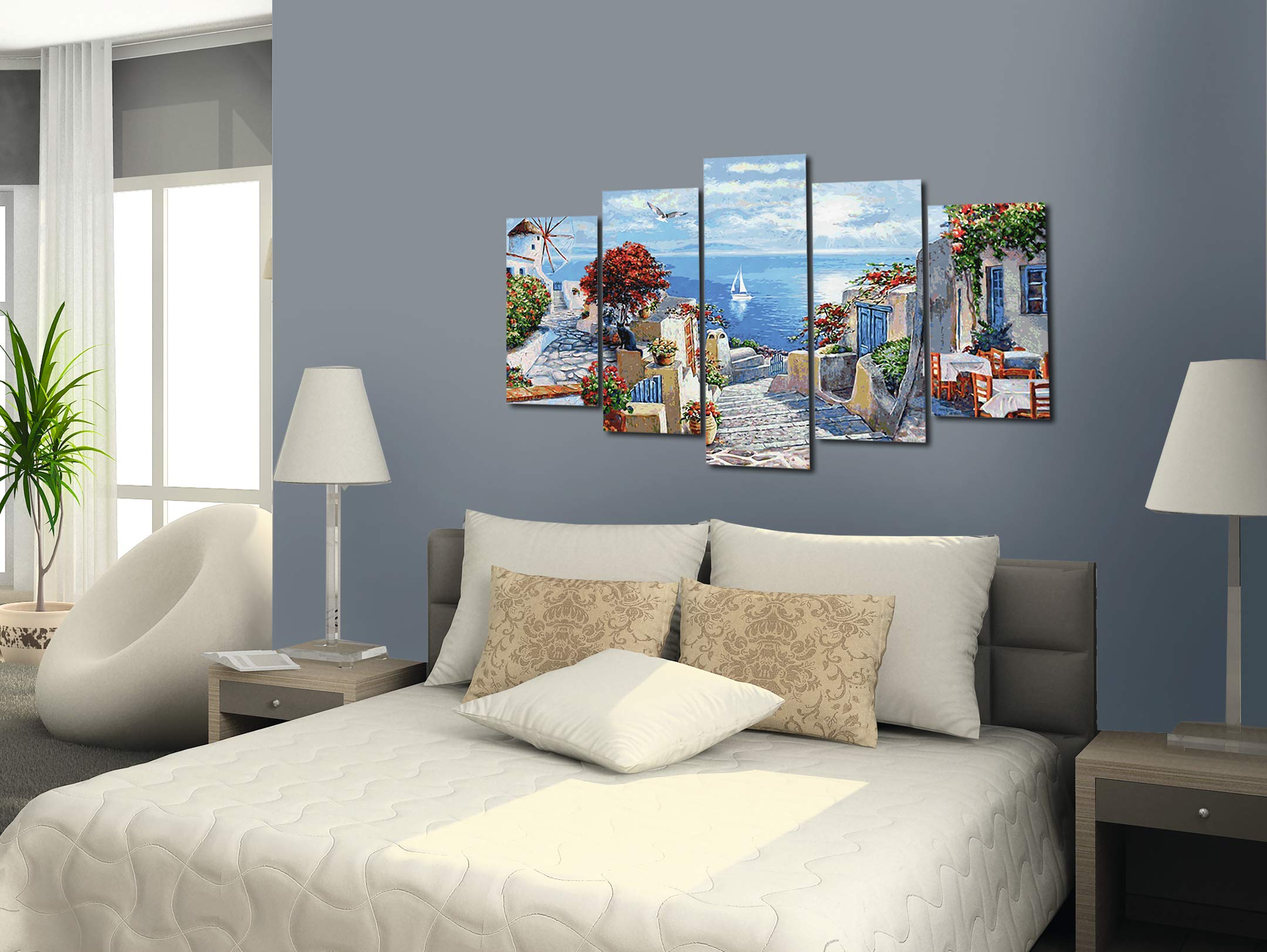 Schipper Mnz - Mykonos - Fünfteiliges Panorama-Malset Mit Mediterranem Flair 609450797 Moebel, Lampe, Boot, Kissen, Dekoration für Zuhause