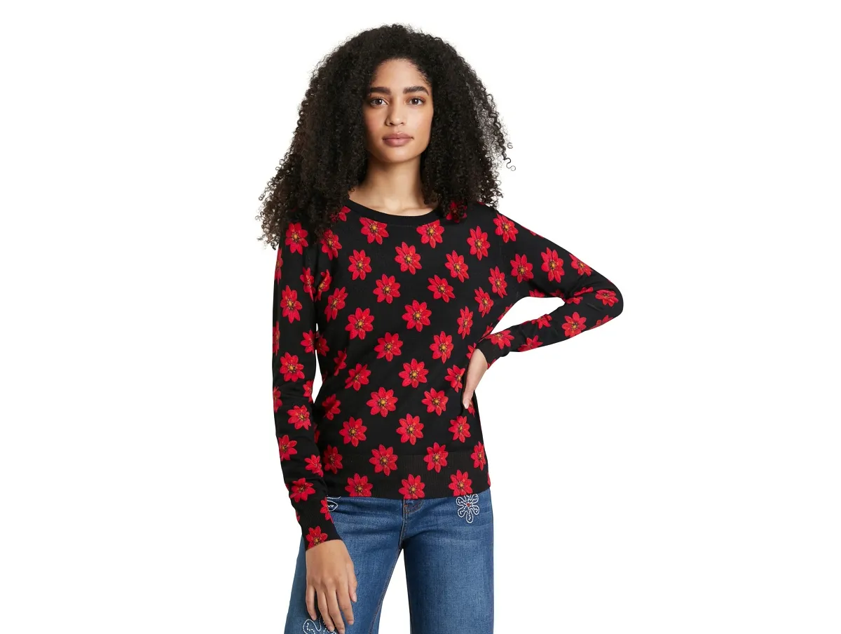 Desigual Damen Pullover „Nicaragua“ - Schwarz mit roten Punkten 21WWJF823001 GR. M