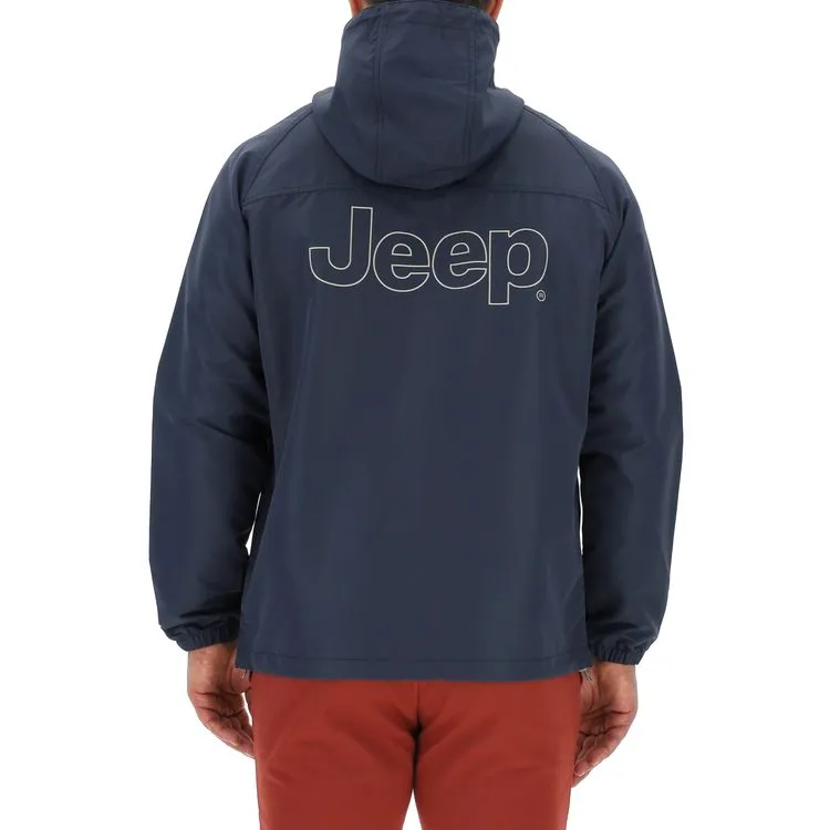 JEEP Herren Windjacke O102712BL - Blaue leichte Kapuzenjacke mit großem Jeep-Outline-Rückendruck GR. XXL JEEP Herren Windjacke O102712BL - Blaue leichte Kapuzenjacke mit großem Jeep-Outline-Rückendruck GR. XXL