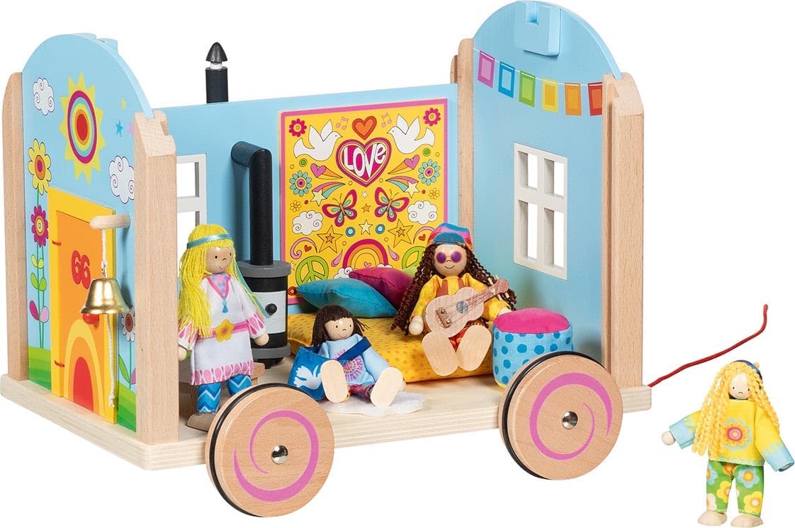 GOKI 51440 Wohnwagen Spirit - 12-teiliges Spielset aus Holz & Textil GOKI 51440 Wohnwagen Spirit - 12-teiliges Spielset aus Holz & Textil