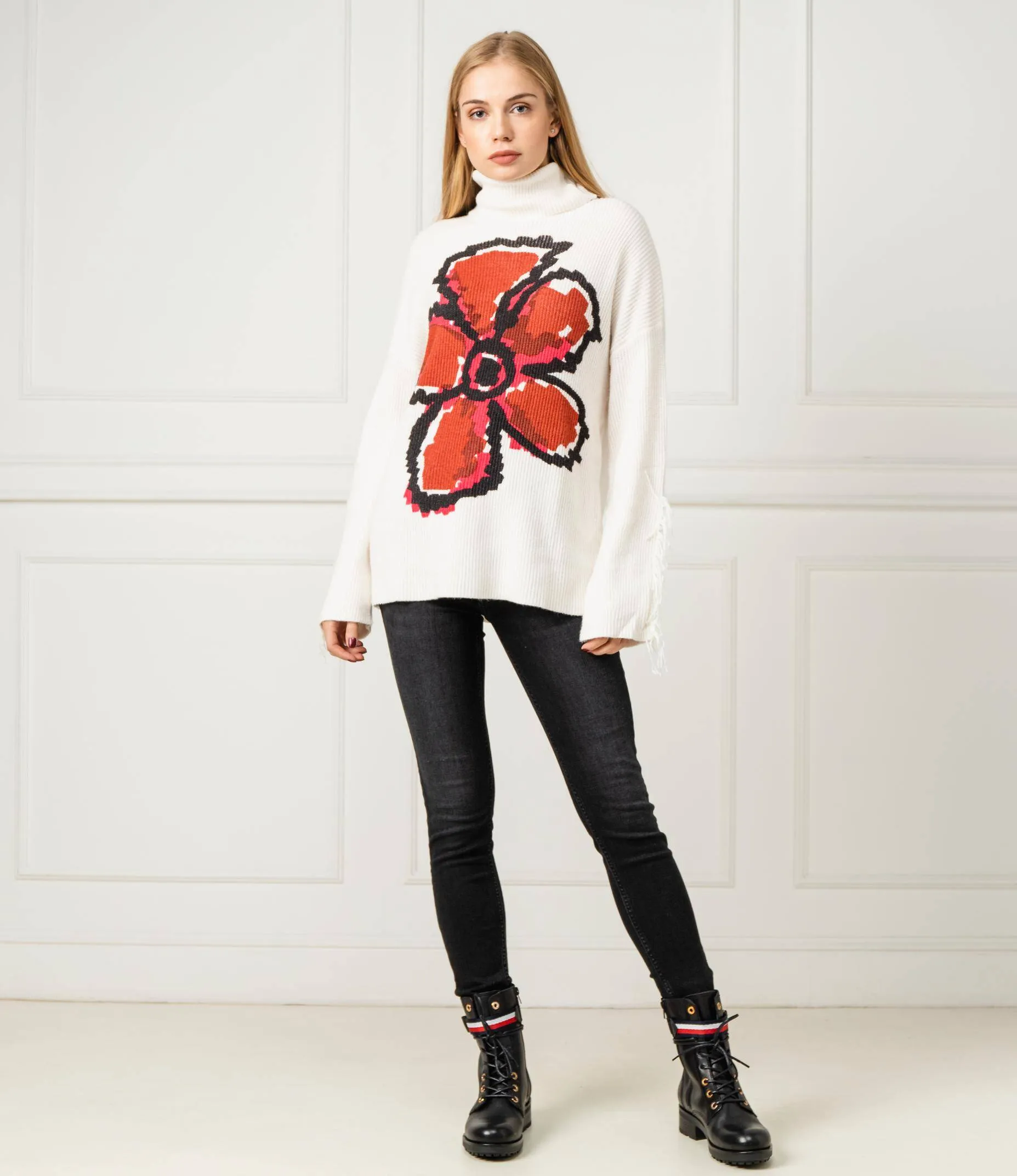 Desigual Damen Pullover „Bann“ - Zopfmuster mit Fransen 19WWJFAG GR. L Desigual Damen Pullover „Bann“ - Zopfmuster mit Fransen 19WWJFAG GR. L