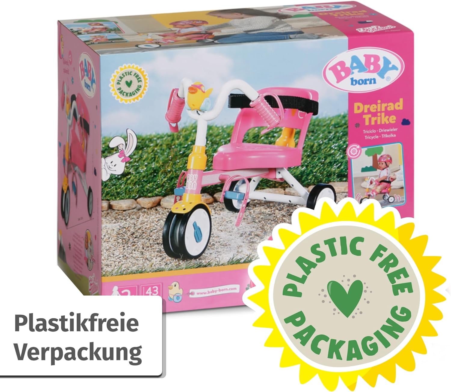 BABY born Dreirad mit Lenkstange DE Transport, Dreirad, Fahrzeug