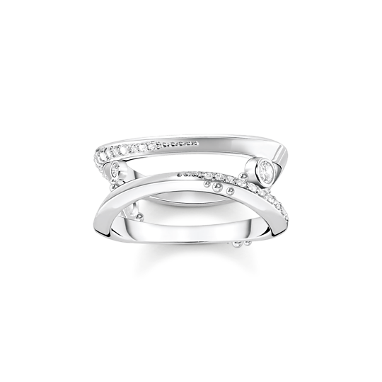 Thomas, Sabo, Ring, Welle, Mit, Weißen, Steinen, Gr., 54, Zubehor, Schmuck, Ring, Platin, Silber