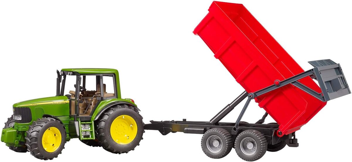 BRUDER 02057 - John Deere 6920 mit Wannenkippanhänger Maschine, Rad, Traktor, Fahrzeug, Bulldozer