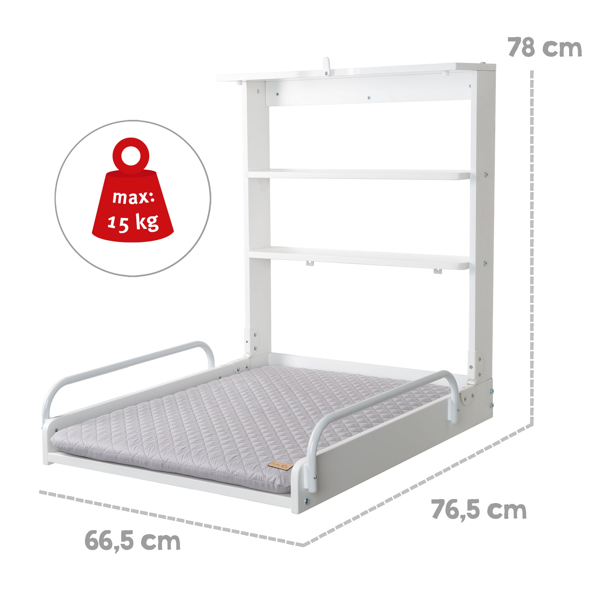 Roba 212015WEV230 Wandwickelregal +Wickelauflage grau weiß – Wickeln & Baden - Bild 5 Roba 212015WEV230 Wandwickelregal +Wickelauflage grau weiß – Wickeln & Baden - Produktbild 5