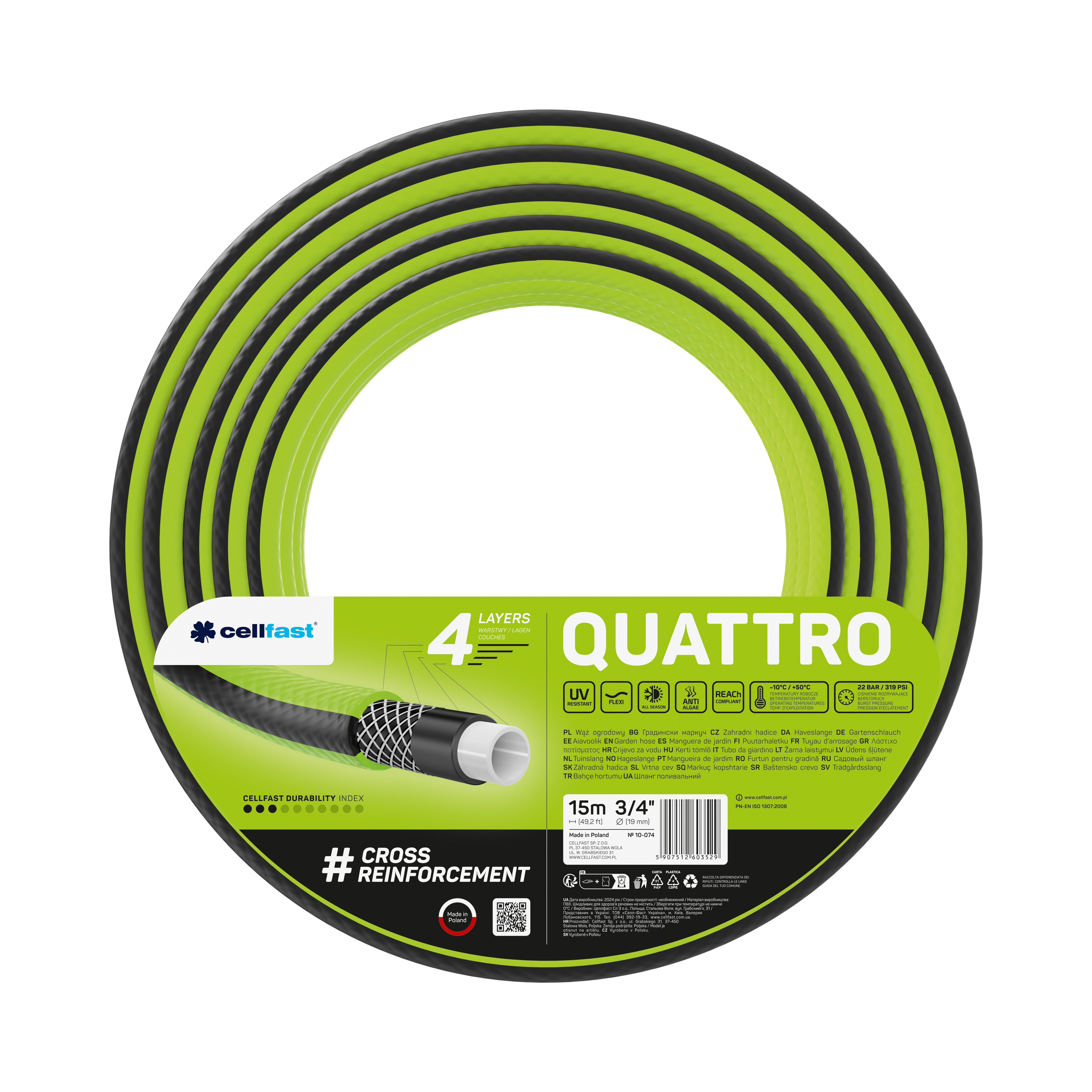 Cellfast 4-lagiger Gartenschlauch QUATTRO 3/4" 15 m Cellfast 4-lagiger Gartenschlauch QUATTRO 3/4" 15 m