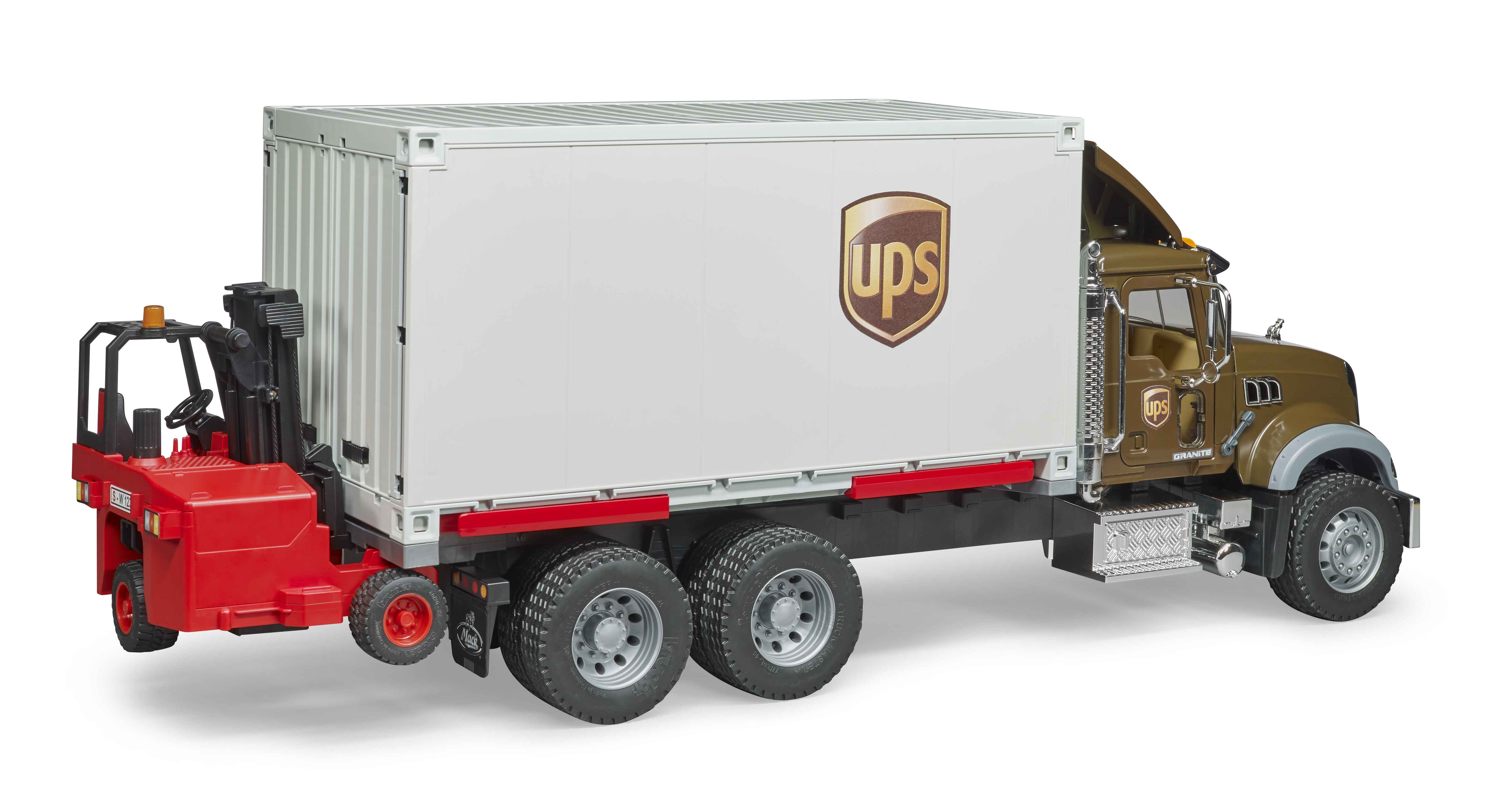 BRUDER 02828 - MACK Granite UPS Logistik-LKW mit Mitnahmestapler - Bild 3 BRUDER 02828 - MACK Granite UPS Logistik-LKW mit Mitnahmestapler - Bild 3