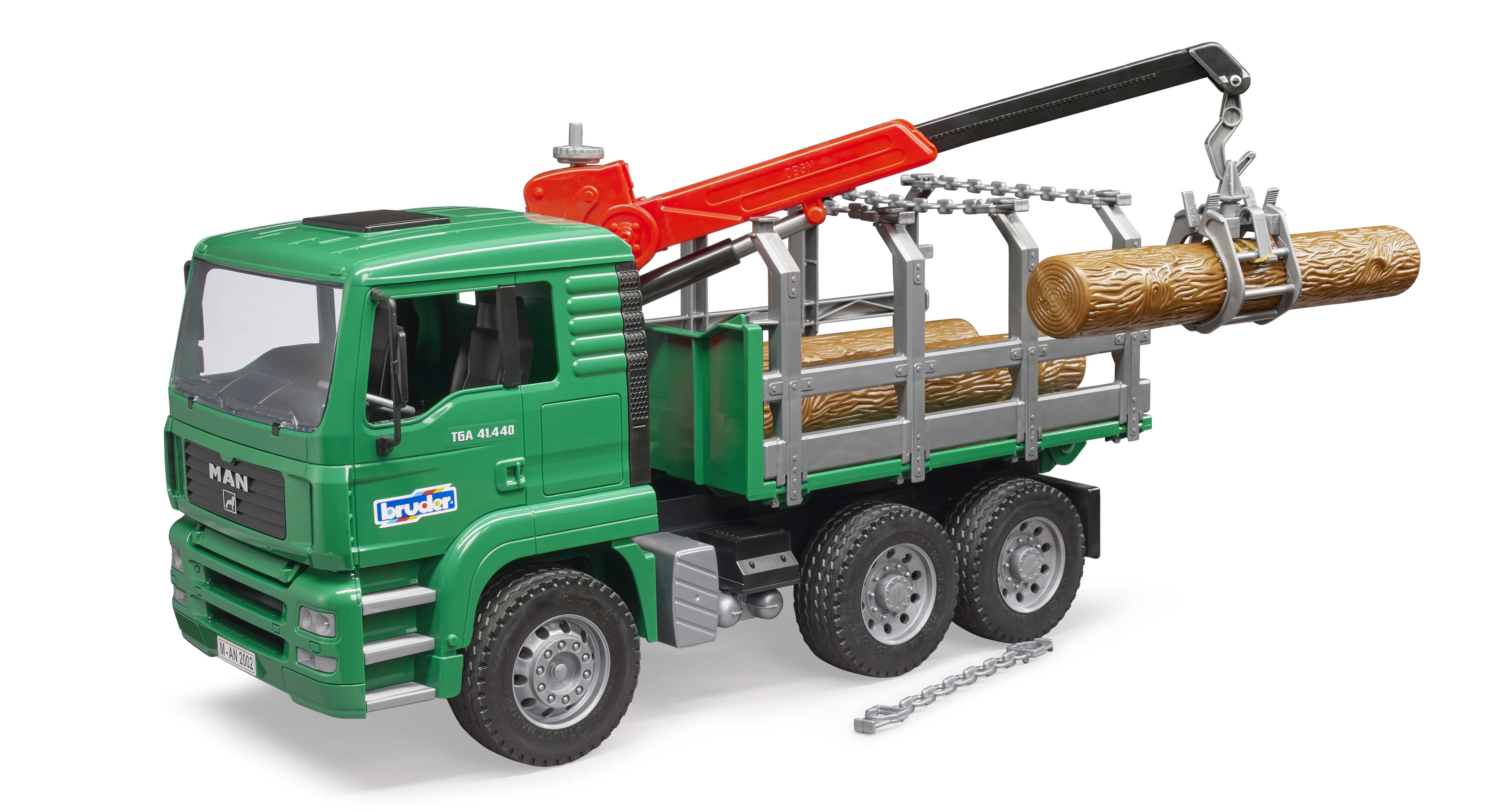 BRUDER 02769 - MAN Holztransport-LKW mit Ladekran und 3 Baumstämmen BRUDER 02769 - MAN Holztransport-LKW mit Ladekran und 3 Baumstämmen