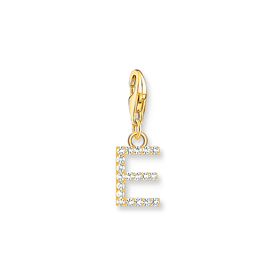 Thomas, Sabo, Anhänger, Charm-Club, Buchstabe, E, Vergoldet, Gelbgold, Zirkonia, Weiß, 1968-414-14, Zubehor