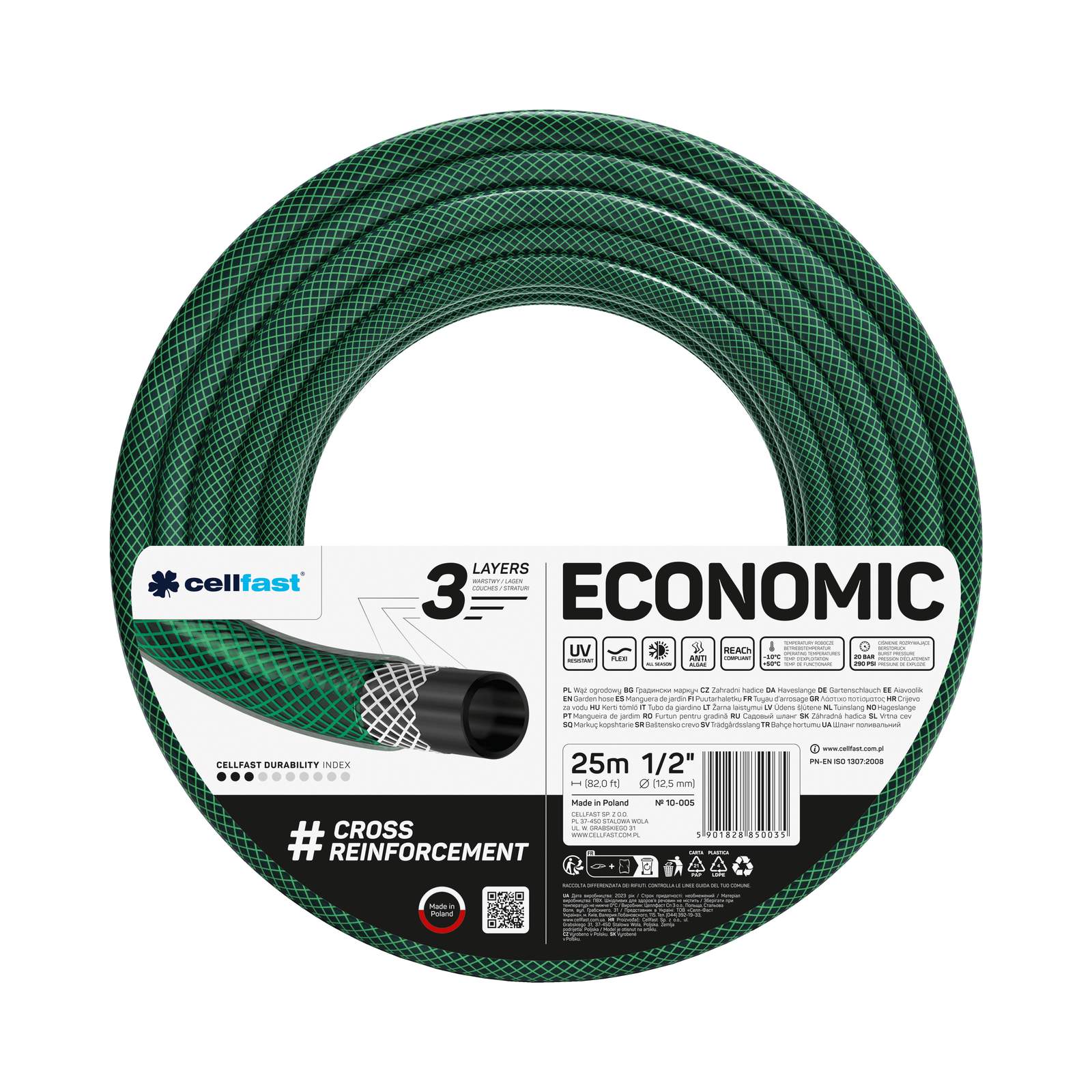 Cellfast 3-lagiger Gartenschlauch ECONOMIC 1/2" 25 m