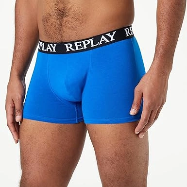 REPLAY Herren Boxershorts I101102BBG - Schwarz/Grau/Blau, 3er Pack mit Logo-Bund GR. M REPLAY Herren Boxershorts I101102BBG - Schwarz/Grau/Blau, 3er Pack mit Logo-Bund GR. M