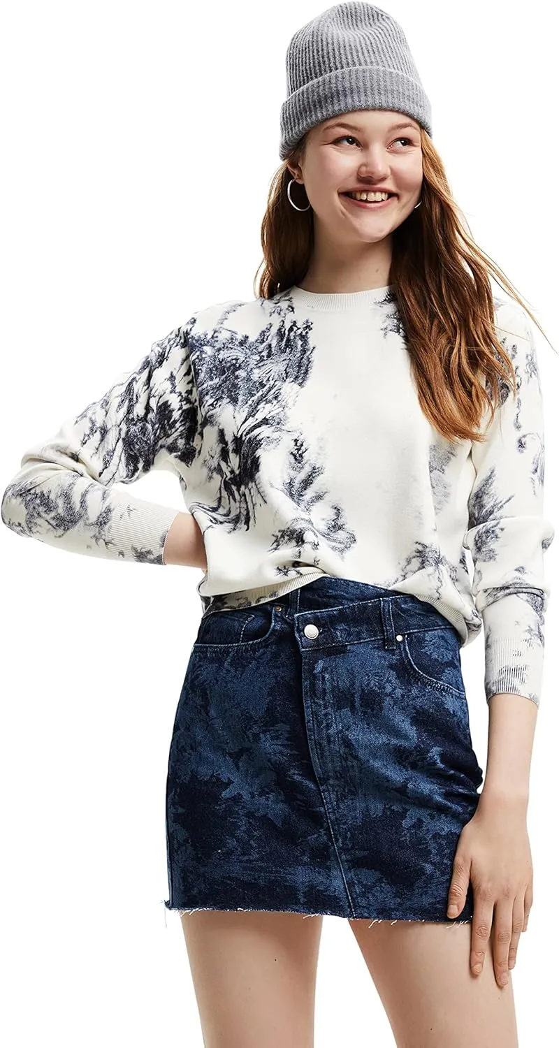 Desigual Damen Pullover - Strickpullover mit künstlerischem Print 22WWJF161000 GR. S