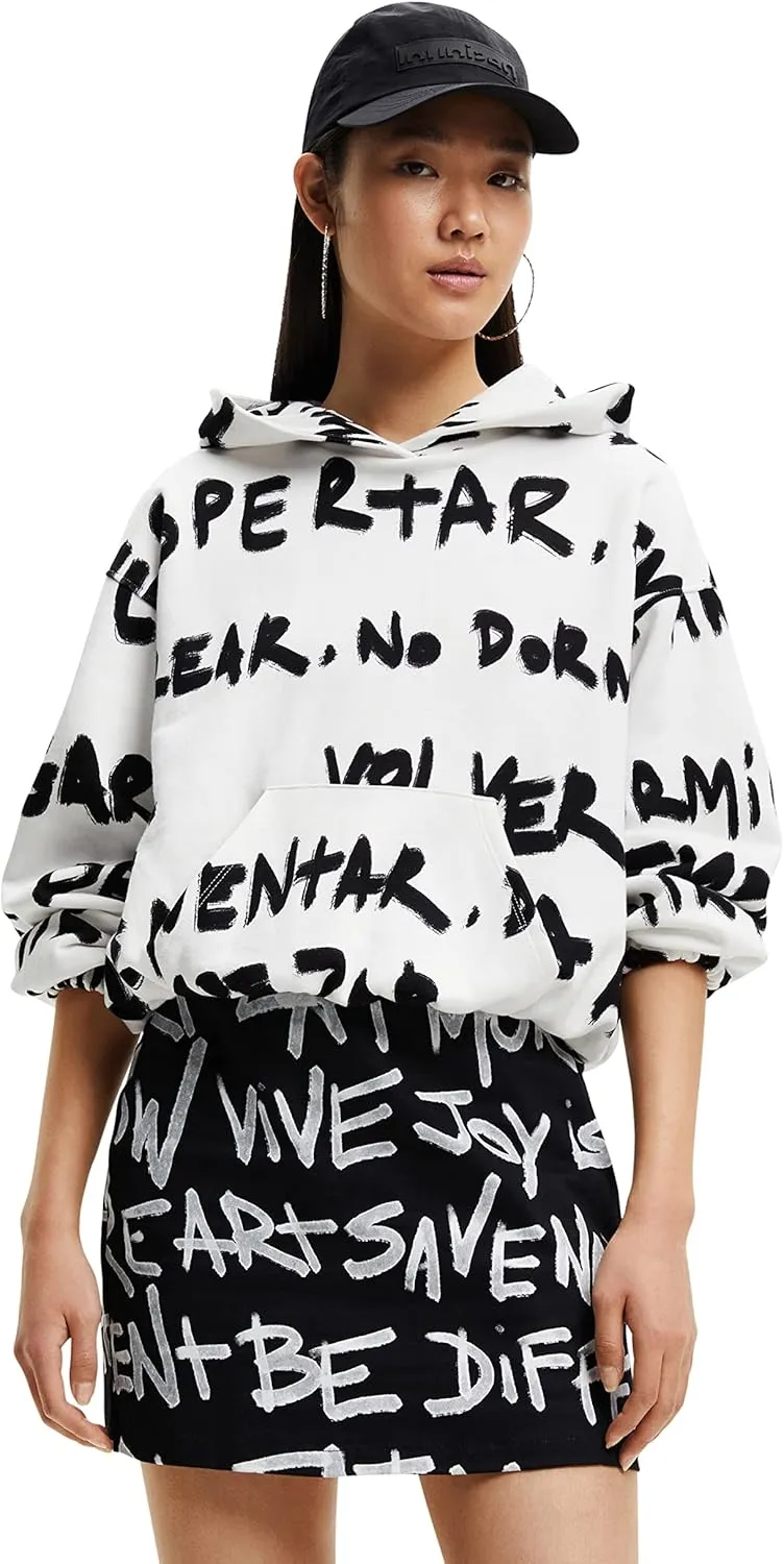 Desigual Damen Sweatshirt - Weißes Sweatshirt mit Schriftprint 22WWSK441001 GR. M Desigual Damen Sweatshirt - Weißes Sweatshirt mit Schriftprint 22WWSK441001 GR. M
